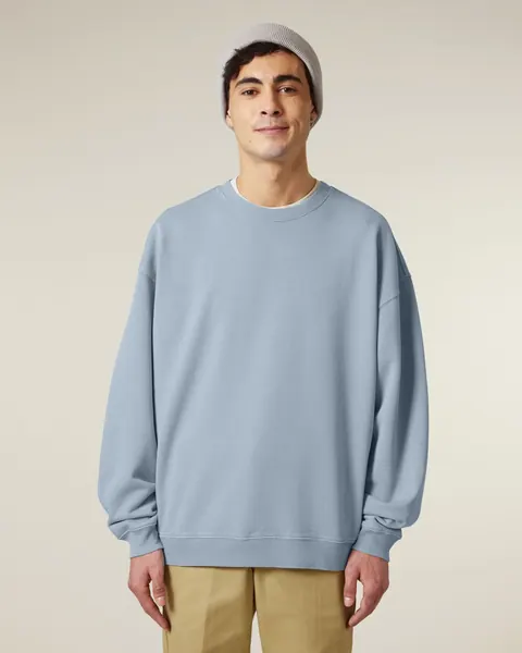 Bluză Radder 2.0 Vintage Stanley/Stella — culoarea Albastru gri-piatră (vopsit după confecționare), purtat de model, față