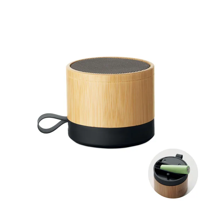 Boxă portabilă RECAR BAMBOO — culoarea Lemn, față