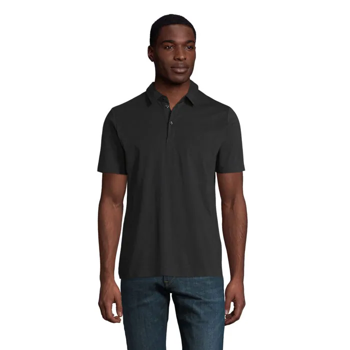 Tricou polo bărbați RELAX OSCAR — culoarea Negru intens, față