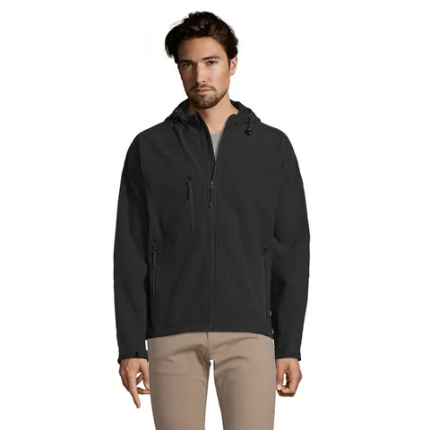 Jachetă softshell bărbați REPLAY — culoarea Negru, față