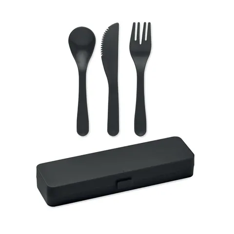 Set de tacâmuri RIGATA — culoarea Negru, față
