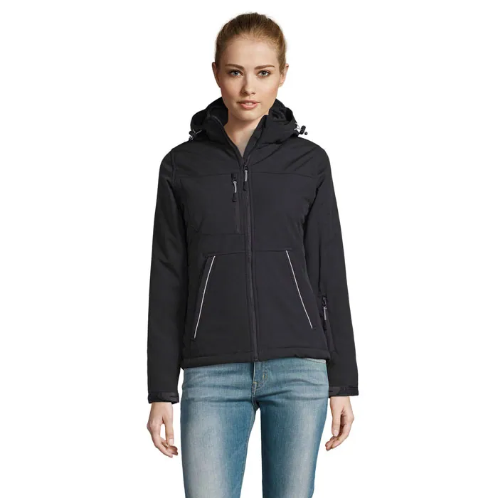 Jachetă softshell damă ROCK — culoarea Negru, față