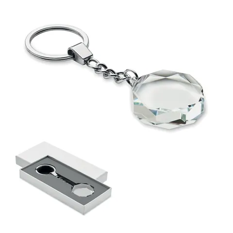Breloc sticlă trofeu rotund ROUNDWARD — culoarea Transparent, față