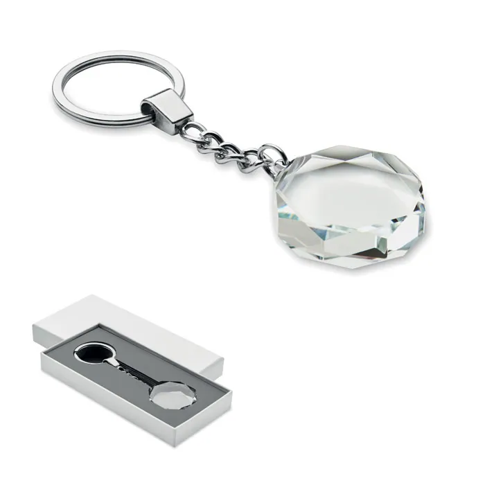 Breloc sticlă trofeu rotund ROUNDWARD — culoarea Transparent, față