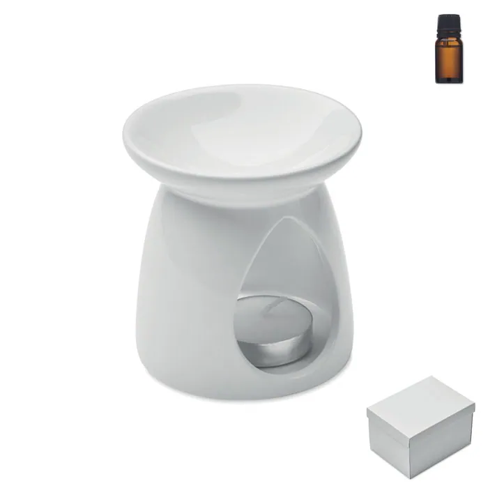 Set arzător aromă SAGRADA — culoarea Alb, față