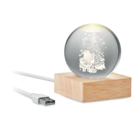 Glob de Crăciun cu LED SANTA LIGHT — culoarea Lemn, față