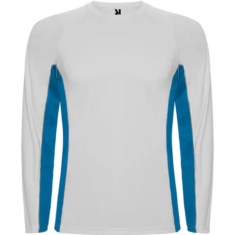 Tricou sport cu mânecă lungă bărbați Shanghai — culoarea Alb / Albastru regal, imagine produs