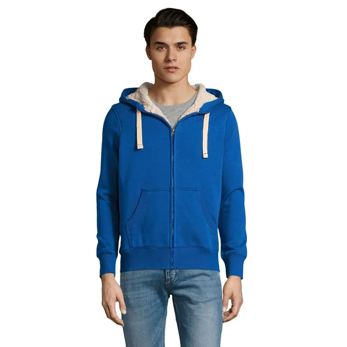 Hanorac cu fermoar unisex SHERPA — culoarea Albastru regal, față