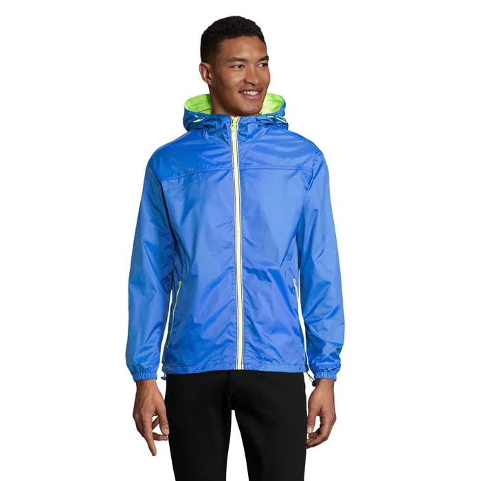 Jachetă de vânt unisex SKATE — culoarea Regal / Galben neon, față