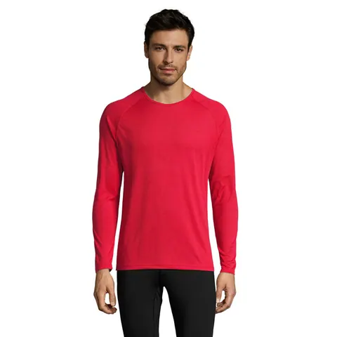 Tricou cu mânecă lungă bărbați SPORTY LSL — culoarea Roșu, față