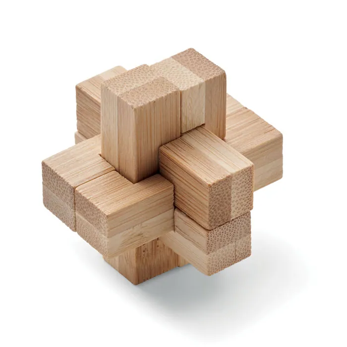 Puzzle de bambus brainteaser SQUARENATS — culoarea Lemn, față