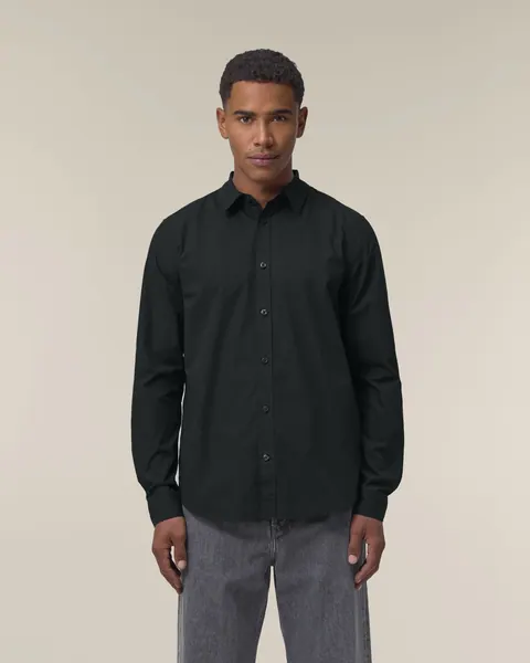 Cămașă Stanley Styler Shirt personalizată — culoarea Negru, purtat de model, față
