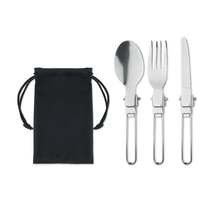 Set de tacâmuri camping STAPI — culoarea Negru, față