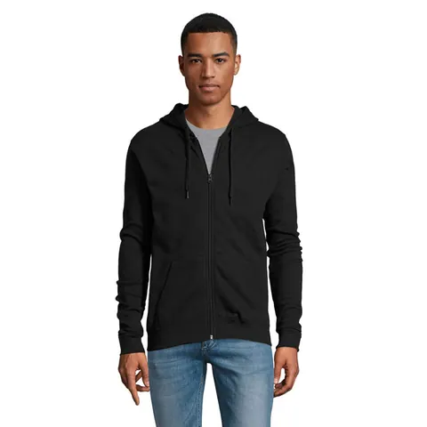 Hanorac cu fermoar unisex STONE — culoarea Negru, față