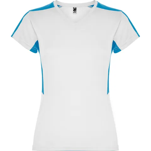 Tricou sport damă Suzuka — culoarea Alb / Turcoaz, imagine produs