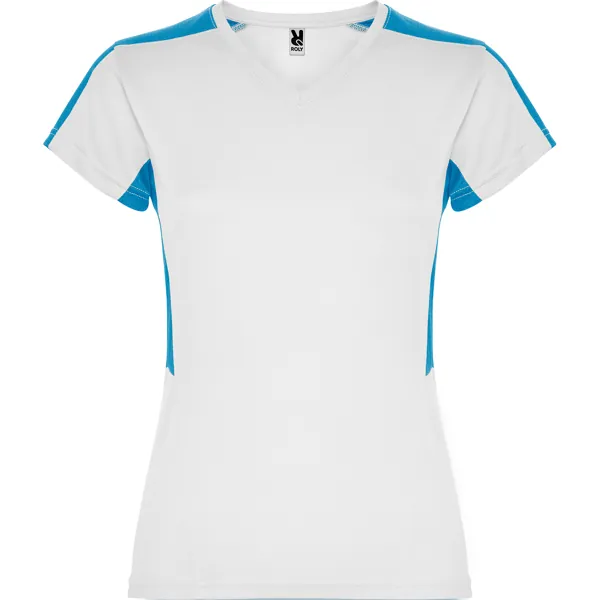 Tricou sport damă Suzuka — culoarea Alb / Turcoaz, imagine produs