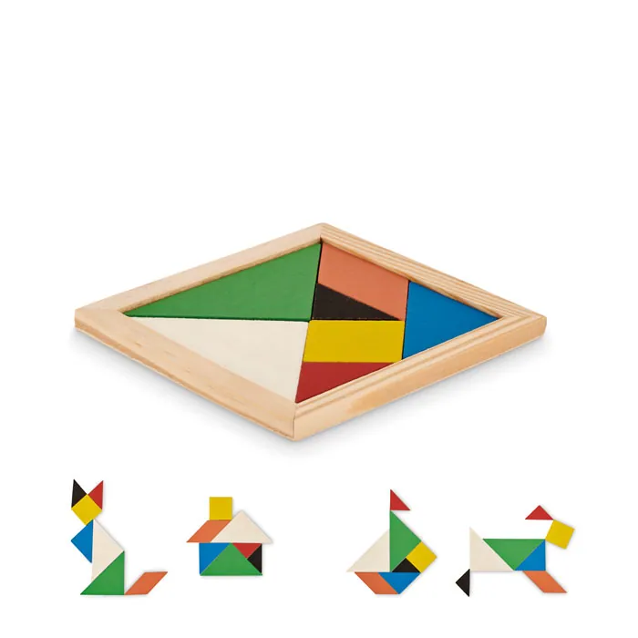 Puzzle din lemn TANGRAM — culoarea Lemn, față