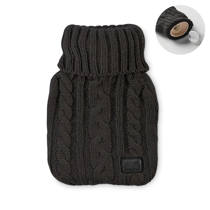 Sticlă apă caldă TOASTY — culoarea Negru, față