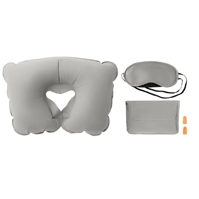 Set pernă ochelari TRAVELPLUS — culoarea Gri, față