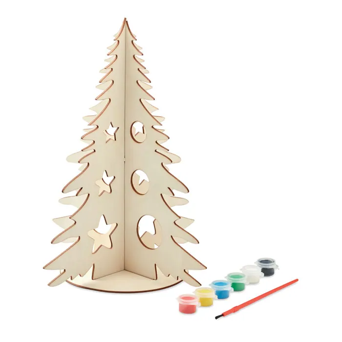 Brad de Crăciun TREE AND PAINT — culoarea Lemn, față