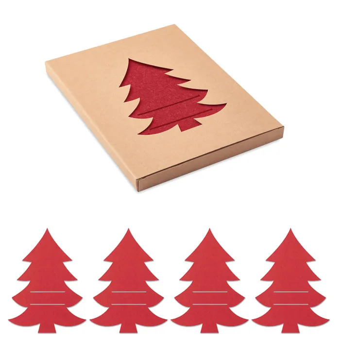 Suport tacâmuri pâslă RPET TREESGUARD — culoarea Roșu, față