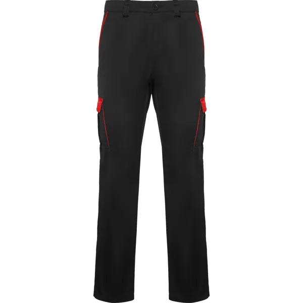 Pantaloni de lucru unisex Trooper — culoarea Negru / Roșu, imagine produs