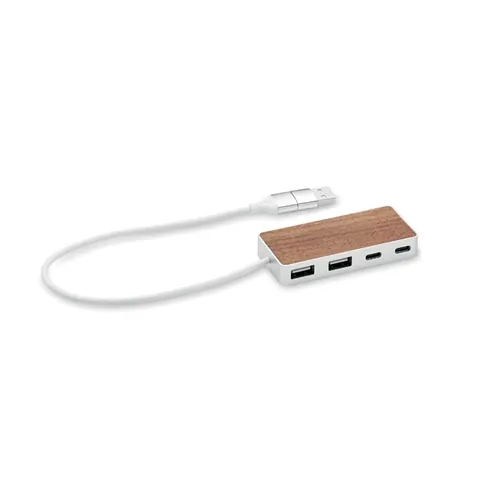 Hub USB UBAH — culoarea Lemn, față