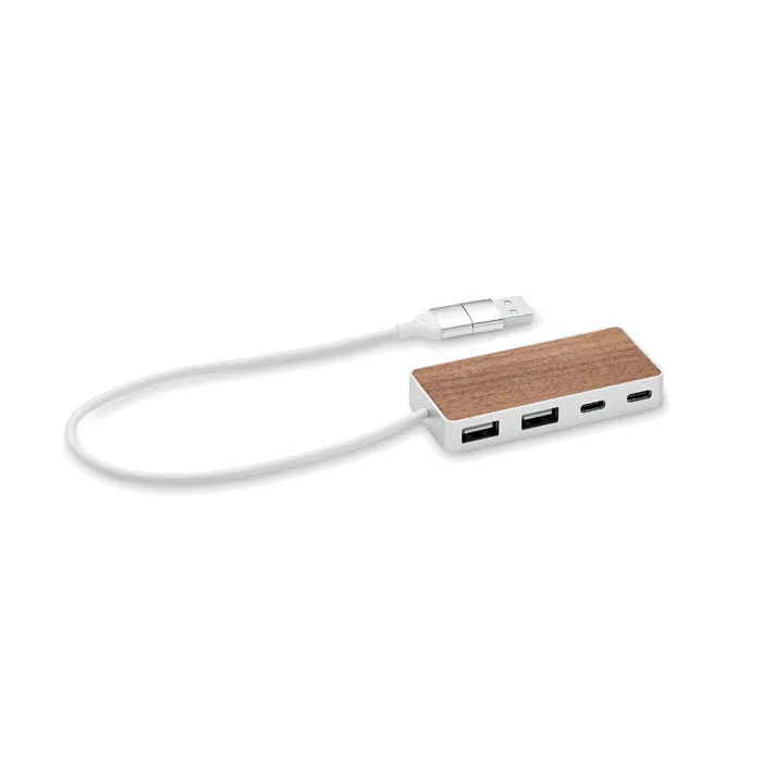 Hub USB UBAH — culoarea Lemn, față