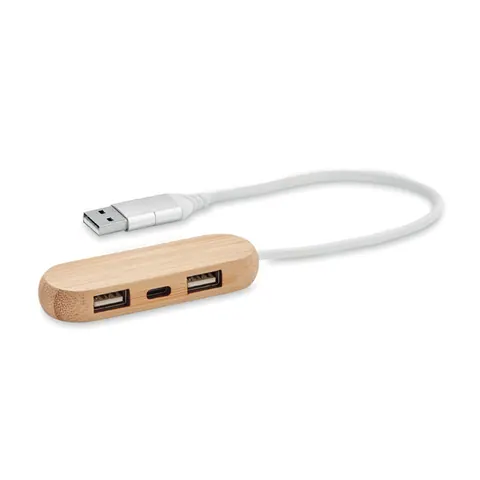 Hub USB VINA C — culoarea Lemn, față