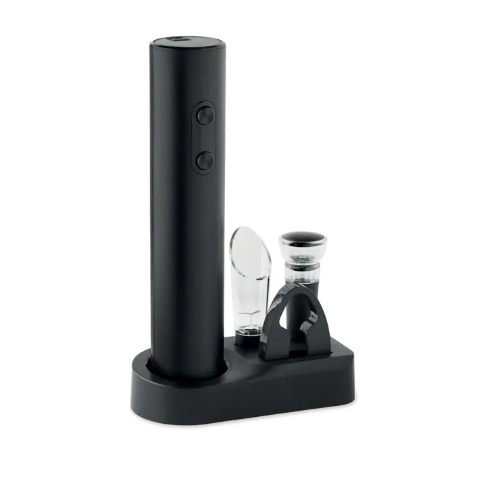 Set deschizător electric vin VINO — culoarea Negru, față