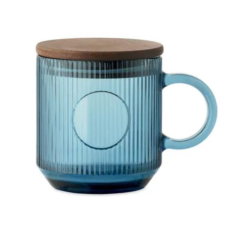 Pahar VITRIO MUG — culoarea Albastru transparent, față
