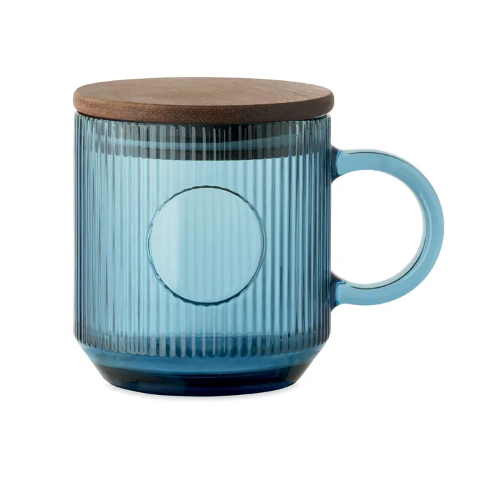 Pahar VITRIO MUG — culoarea Albastru transparent, față