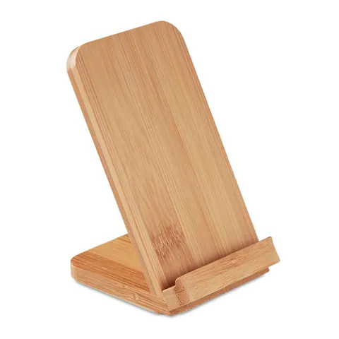 Suport pentru telefon WIRESTAND — culoarea Lemn, față