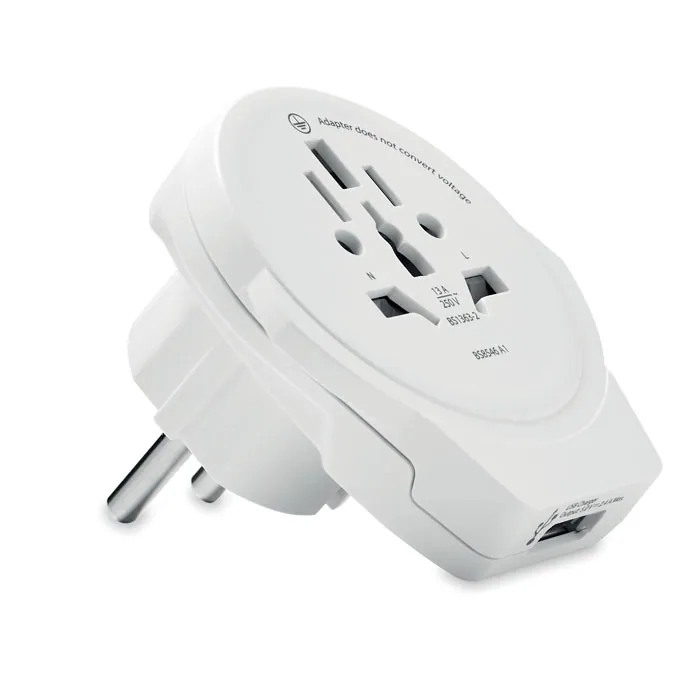 Adaptor de călătorie WORLD TO EUROPE — culoarea Alb, față