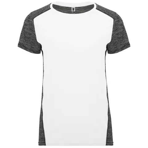 Tricou sport damă Zolder — culoarea Alb / Negru melanj, imagine produs