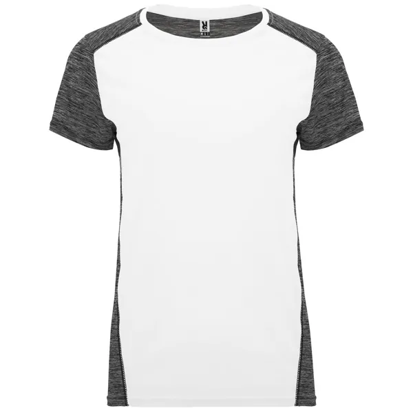 Tricou sport damă Zolder — culoarea Alb / Negru melanj, imagine produs